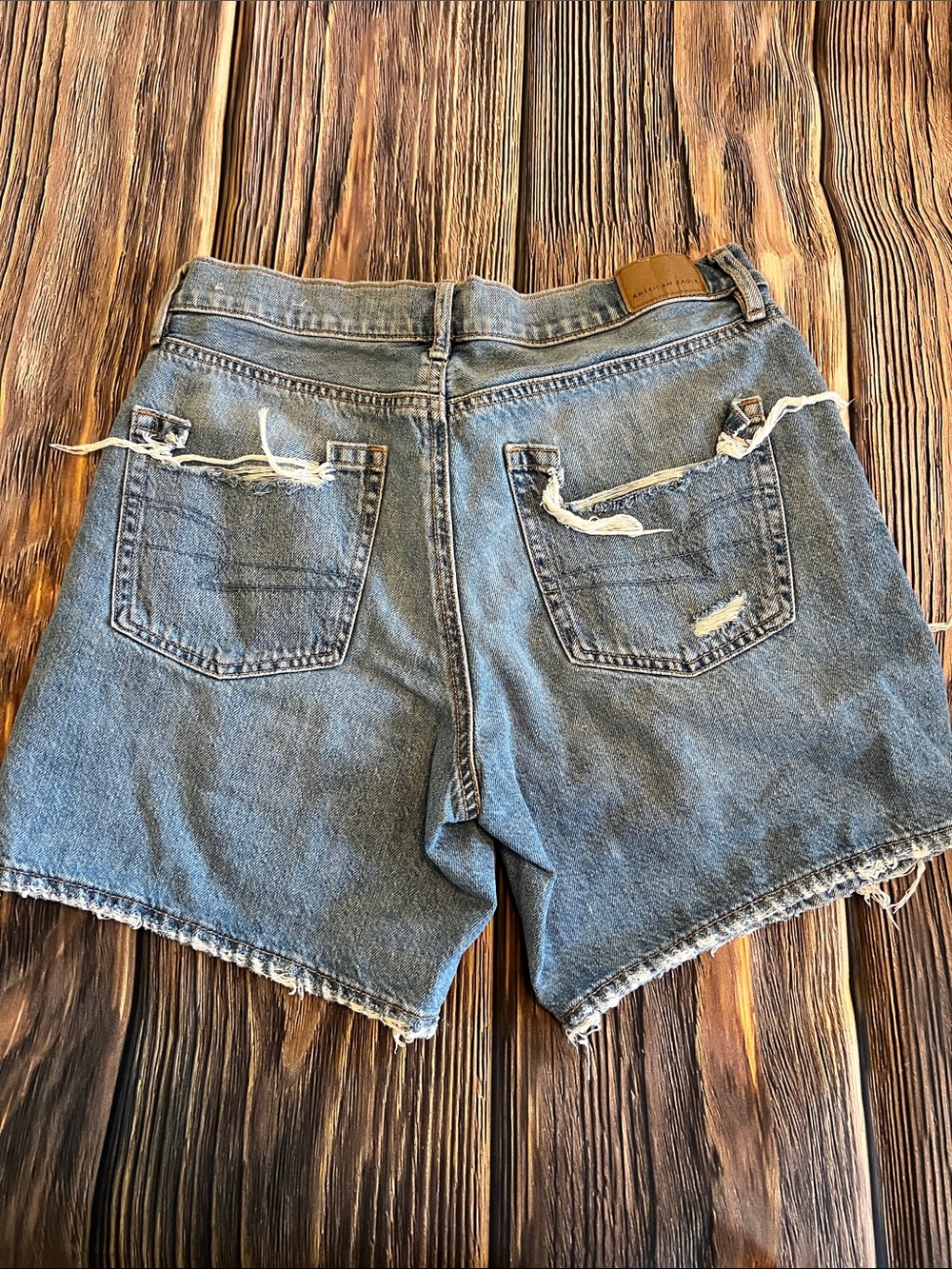 American Eagle Outfitters Distressed Blue Denim Jean Shorts - Picture 2 of 2